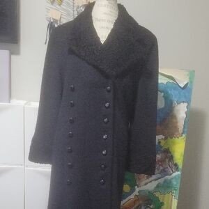 Chic Black Double-Breasted Women's Pea Coat